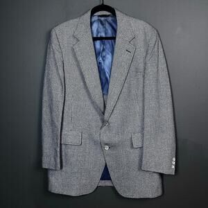 Mavest Sportswear Mens Blazer‎ Sport Coat 40L Plaid Blue Linen VTG Classic